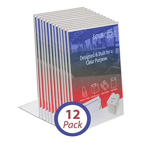 Source One 8.5 x 11 Thick Acrylic,Slant Back Sign Holder, Ad Frame, Pack of 12 (S1-ECO-12-8511) Source One 8.5 x 11 Thick Acrylic,Slant Back Sign Holder, Ad Frame, Pack of 12 (S1-ECO-12-8511)