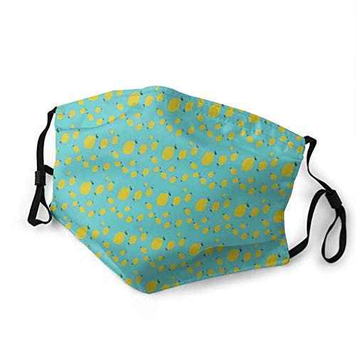 personality mask Windproof Breathable Mouth Cover,Minimalistic Design Of Multisize Tiny Lemon Figures Continuous Pattern,Adjustable Face Masks Sport Reusable Miracle mask-S-