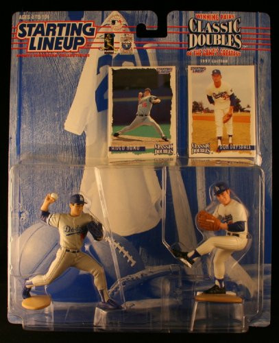 HIDEO NOMO / LOS ANGELES DODGERS  and  DON DRYSDALE / LOS ANGELES DODGERS 1997 MLB Classic Doubles Winning Pairs Series Starting Lineup Action Figures  and  2 Exclusive Collector Trading Cards