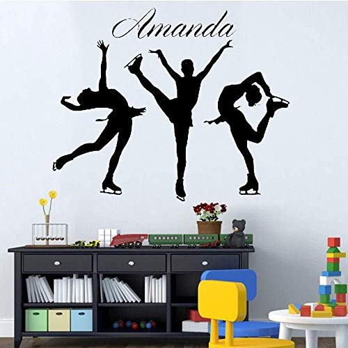 Fashion Wall Stickers Murals Figure Skating Girl Wall Personalized Decal Vinyl Sticker Ice Skating Sport Decor Room Decoration 52X42Cm