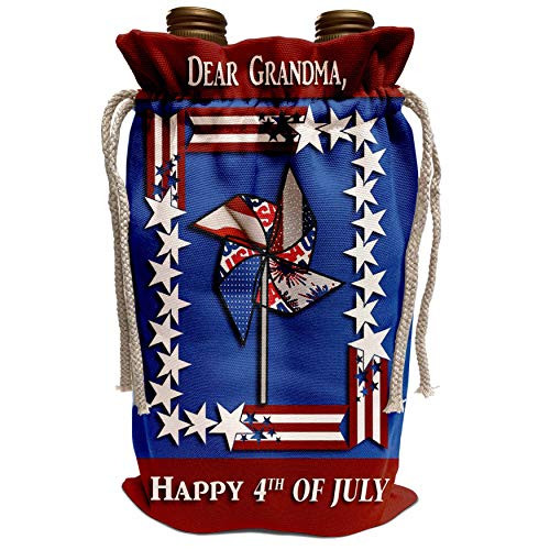 3dRose Beverly Turner Independence Day Design - Grandma, 4th of July, Patriotic Pin Wheel - Wine Bag -wbg-49199-1-