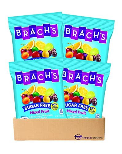Sugar Free Mixed Fruit Buttons Hard Candy by Brach's - 3.5 Ounce - Pack of 4