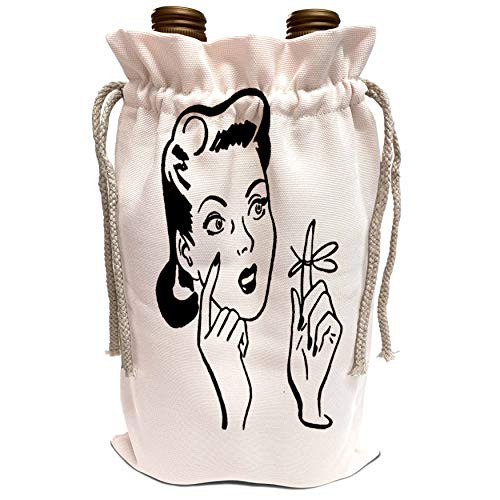 3dRose Florene Retro - How To Remember Was Done by Putting A String Or Rubberband On A Finger - Wine Bag -wbg-80370-1- 3dRose Florene Retro - How To Remember Was Done by Putting A String Or Rubberband On A Finger - Wine Bag -wbg-80370-1-
