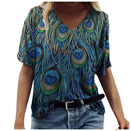 Flower Printed T Shirts for Women Short Sleeve Summer Tops V-Neck Tshirts Blouse Summer Casual Tops Graphic Tees Flower Printed T Shirts for Women Short Sleeve Summer Tops V-Neck Tshirts Blouse Summer Casual Tops Graphic Tees