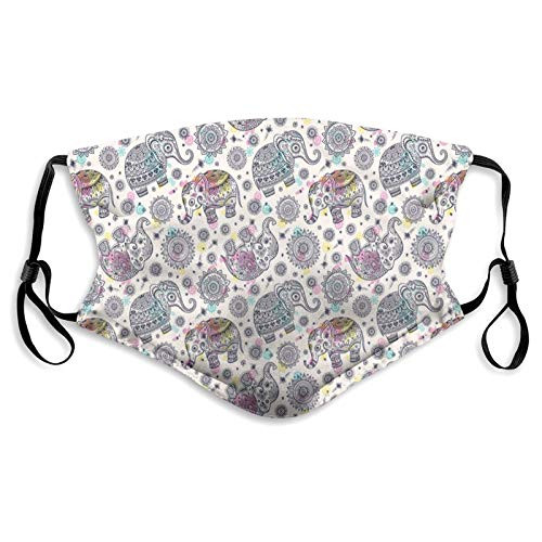 Women Men Boys Girls,Oriental Elephant Figures With Folk Ornamental Ethnic Icons Bohemian Hippie Design,Half Face Mouth Mask Breathable Mouth Muffle For, Travel, Outdoor-M- Women Men Boys Girls,Oriental Elephant Figures With Folk Ornamental Ethnic Icons Bohemian Hippie Design,Half Face Mouth Mask Breathable Mouth Muffle For, Travel, Outdoor-M-