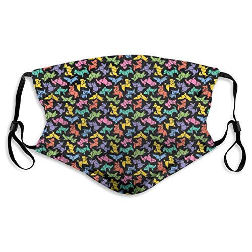 personality mask Windproof Breathable Mouth Cover,Abstract Origami Style Graphic Dog Figures In Lively Colors Geometrical Animal Design,Adjustable Face Masks Sport Reusable Miracle mask-M-