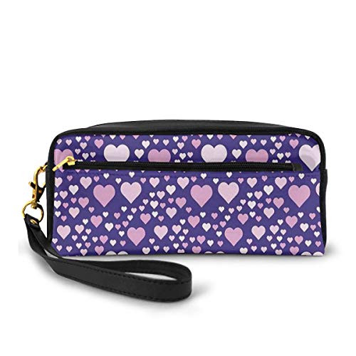 Pencil Case Pen Bag Pouch Stationary,Cute Doodle Heart Figures Happiness Birthday Celebration,Small Makeup Bag Coin Purse