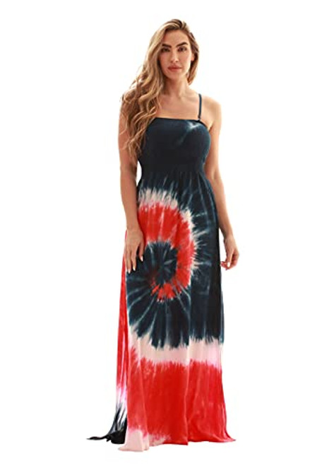 Riviera Sun Long Smocking Dresses for Women 21932-RWB-L