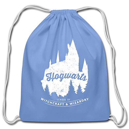 Spreadshirt Harry Potter Hogwarts School Cotton Drawstring Bag, carolina blue