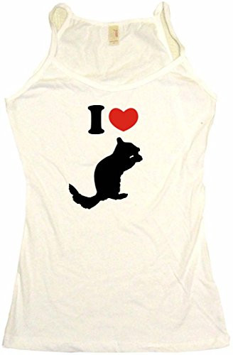 I Heart Love Squirrel with Nut Silhouette Women's Babydoll Tee Shirt Medium-Tank Top