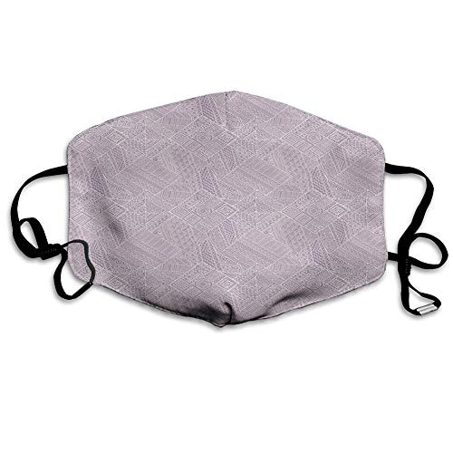 Comfortable Printed, Hand Drawn Zigzags Circles Geometric Figures and Swirls in Pastel Tones,Windproof Facial decorations for Adult and Teens