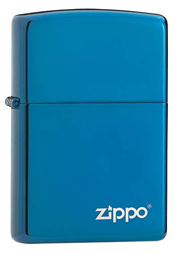 Zippo Logo High Polish Blue Pocket Lighter