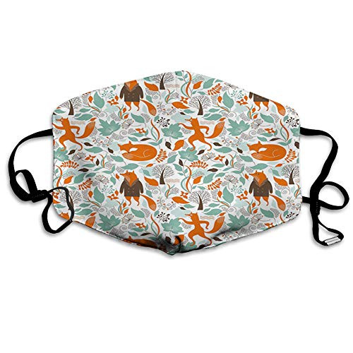 Fillter Cloth For adults Funny Sleeping Fashion Fox Figures Falling Autumn Leaves Reusable Windproof Cloth Half Face Double Protection