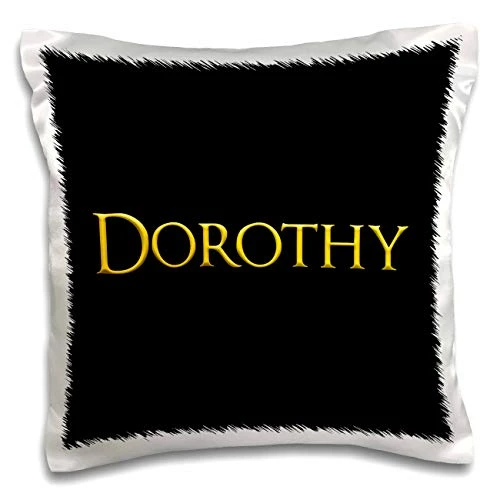3dRose Alexis Design - Popular Female Names in USA - Dorothy famous woman name in the USA. Yellow on black talisman - 16x16 inch Pillow Case -pc-322020-1-