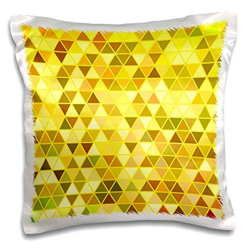 3dRose David Zydd - Triangle Backgrounds - Yellow and Brown Triangle Grid - mosaic graphic - 16x16 inch Pillow Case -pc-300399-1-