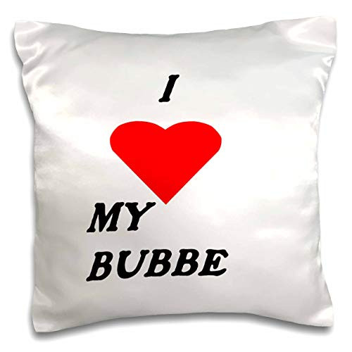 3dRose lens Art by Florene - Jewish Humor And Sayings - Image of I Love My Bubbe Or Grandmother With Red Heart - 16x16 inch Pillow Case -pc-307343-1-