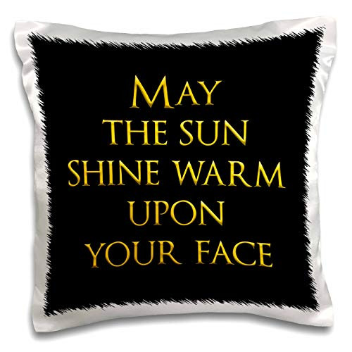 3dRose Alexis Design - Best Wishes - May the sun shine warm upon your face yellow text against the black - 16x16 inch Pillow Case -pc-321998-1-