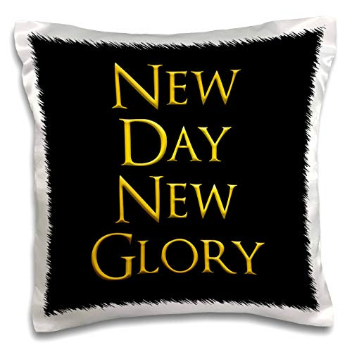 3dRose Alexis Design - Best Wishes - New day, new glory yellow text against the black positive gift - 16x16 inch Pillow Case -pc-322002-1-