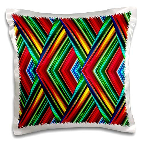 3dRose lens Art by Florene - Geometric Xtra Bright - Image of Neon Triangles Inside Smaller Triangles in Red Blue Green - 16x16 inch Pillow Case -pc-324418-1- 3dRose lens Art by Florene - Geometric Xtra Bright - Image of Neon Triangles Inside Smaller Triangles in Red Blue Green - 16x16 inch Pillow Case -pc-324418-1-