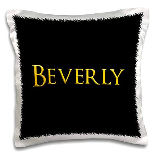3dRose Alexis Design - Popular Female Names in USA - Beverly attractive female name in the USA. Yellow on black talisman - 16x16 inch Pillow Case -pc-324657-1-