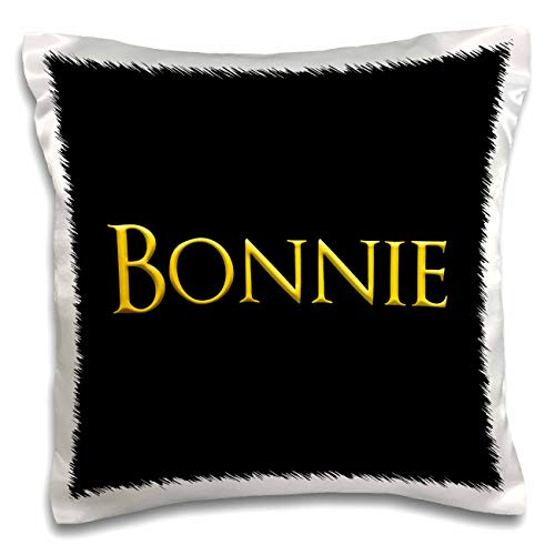 3dRose Alexis Design - Popular Female Names in USA - Bonnie well known woman name in the USA. Yellow on black talisman - 16x16 inch Pillow Case -pc-325361-1-
