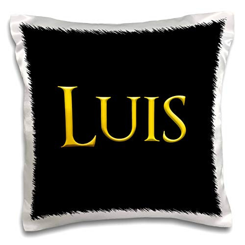 3dRose Luis common boy name in the USA. Yellow on black talisman - Pillow Cases -pc-326206-1-