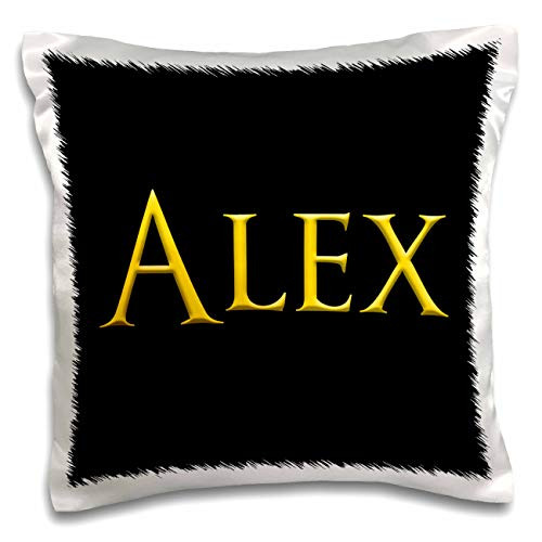3dRose Alex mainstream male name in the USA. Yellow on black amulet - Pillow Cases -pc-328815-1-