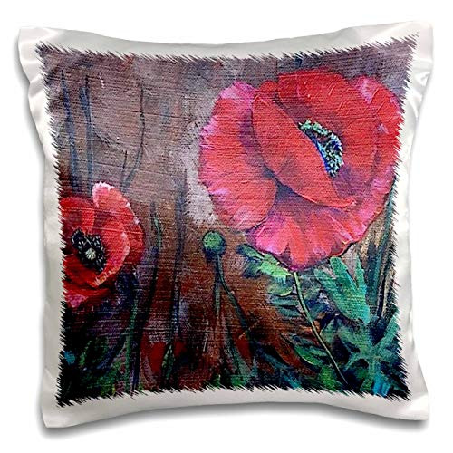 3dRose Image of two red poppies in field - Pillow Cases -pc-332513-1-