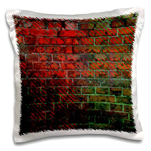 3dRose Image of Red and Green Brick Wall - Pillow Cases -pc-336050-1-