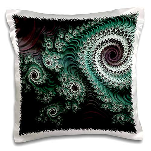 3dRose Abstract Fractal Design In Green With Purple - Pillow Cases -pc-336302-1-