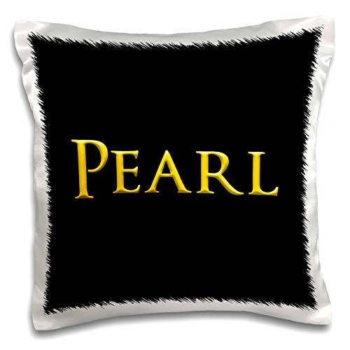 3dRose Pearl common girl name in the USA. Yellow on black talisman - Pillow Cases -pc-338978-1-