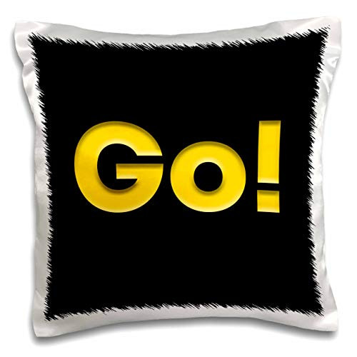 3dRose Go inspirational text of yellow color on black. Funny design. - Pillow Cases -pc-339236-1- 3dRose Go inspirational text of yellow color on black. Funny design. - Pillow Cases -pc-339236-1-