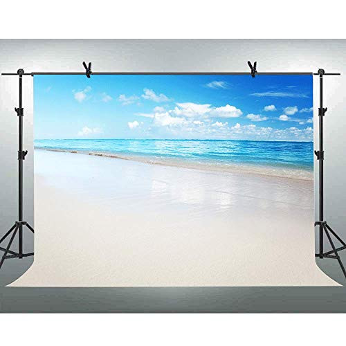FLASIY 10X7FT Beach Sea Photo Backdrop Blue Sky White Clouds Photography Background for Wedding Party Vacation Photo Studio Props AYY008 FLASIY 10X7FT Beach Sea Photo Backdrop Blue Sky White Clouds Photography Background for Wedding Party Vacation Photo Studio Props AYY008