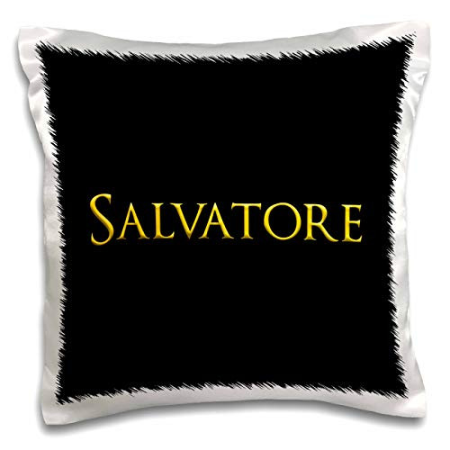 3dRose Salvatore favored male name in the USA. Yellow on black charm - Pillow Cases -pc-340576-1-