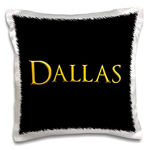 3dRose Dallas common boy name in the USA. Yellow on black talisman - Pillow Cases -pc-341153-1-
