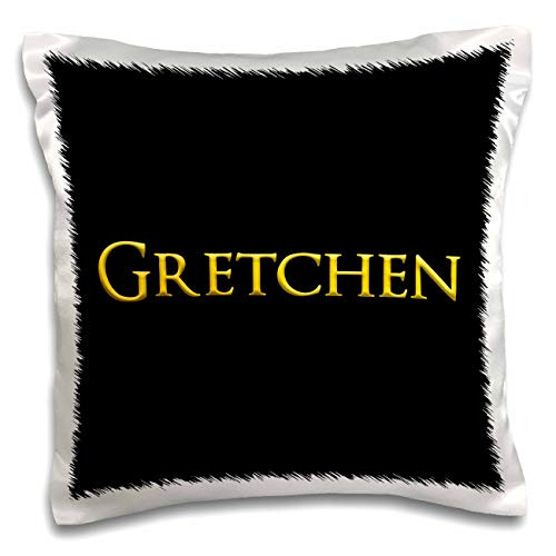 3dRose Gretchen common girl name in the USA. Yellow on black talisman - Pillow Cases -pc-341768-1-