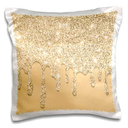 3dRose Anne Marie Baugh - Patterns - Glam Yellow Image of Glitter Drip - Pillow Cases -pc-342175-1-