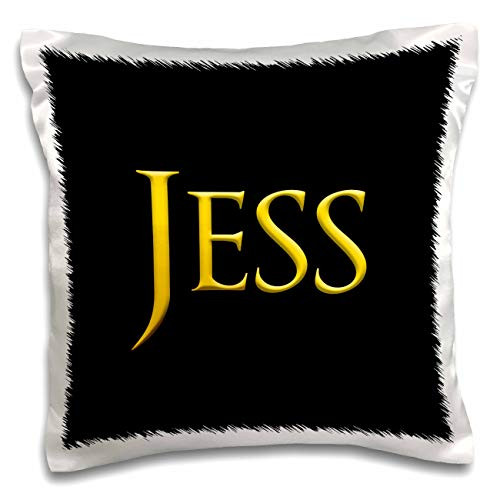 3dRose Jess favored male name in the USA. Yellow on black charm - Pillow Cases -pc-344677-1-