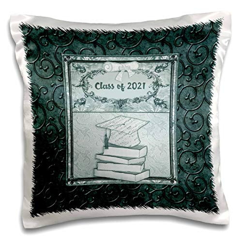 3dRose Image of Music Theme Cap, Diploma, Elegant Frame, Green. Class. - Pillow Cases -pc-346214-1-
