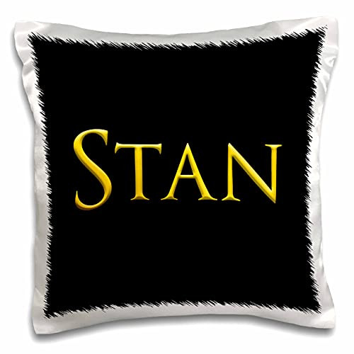 3dRose Stan famous man name in the USA. Yellow on black talisman - Pillow Cases -pc-346848-1-
