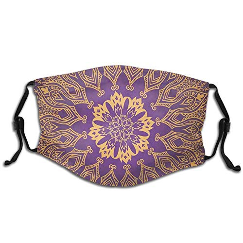 Round Bohemian Arabesque Motif Leaves Figure Folkloric Ethnic Print Versatile Outdoors Seamless Sun Protection Windproof Dustproof Filter Face mask Magic Headband for Teen,Boys,Girls