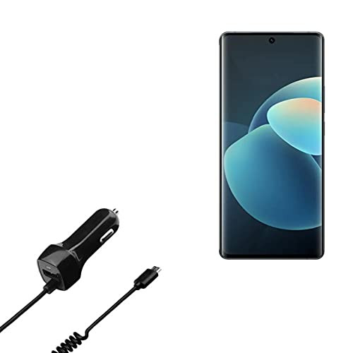 Car Charger for vivo X60 Pro -Car Charger by BoxWave- - Car Charger Plus, Car Charger Extra USB Port with Integrated Cable for vivo X60 Pro - Black Car Charger for vivo X60 Pro -Car Charger by BoxWave- - Car Charger Plus, Car Charger Extra USB Port with Integrated Cable for vivo X60 Pro - Black