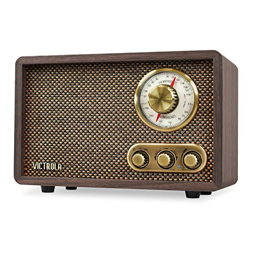 Victrola Retro Wood Bluetooth FM/AM Radio with Rotary Dial, Espresso