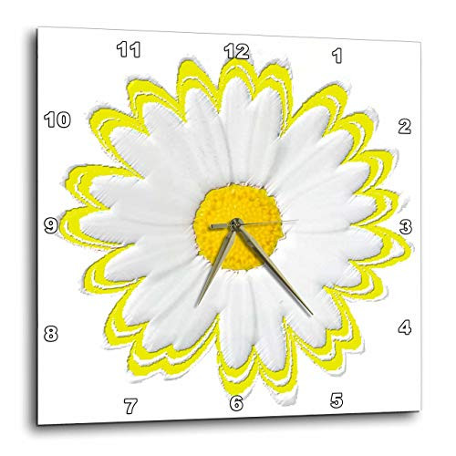 3dRose dpp_38798_2 Yellow and White Daisy-Wall Clock, 13 by 13-Inch