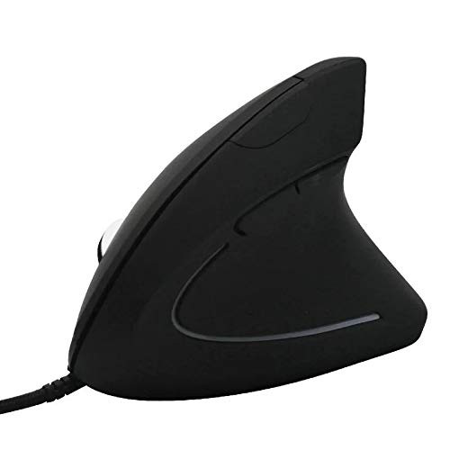 Ergonomic Vertical Optical Mouse USB High Precision Optical Wired Vertical Mouse, Palmrest Thumb Adjustable 4DPI 5 Buttons, Suitable for PC/Laptop/Mac Black