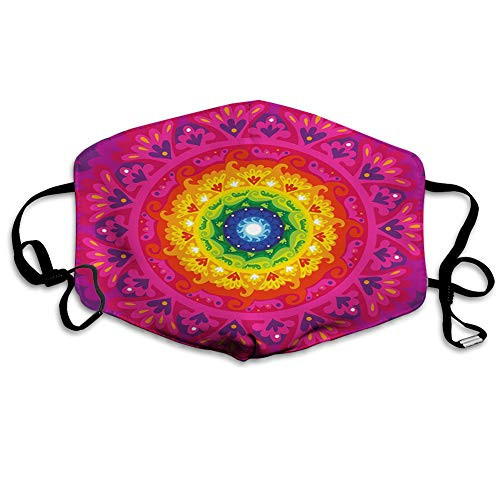 Funny Activated carbon Filters mask,Purple Mandala?Hippie Circular Rainbow Spiral Inside Ethnic Asian Figure Hipster Artwork?Multicolor,Facial decorations for adults