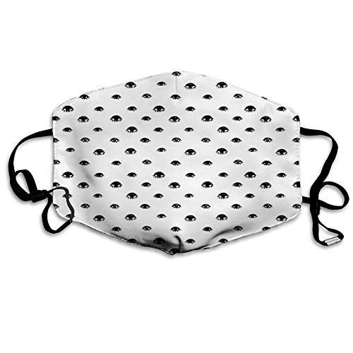 Mouth Cover for Women,Face Mask Reusable Washable Cloth for Men Repeating Hand Drawn Style Black Eye Figures Bohemian Style