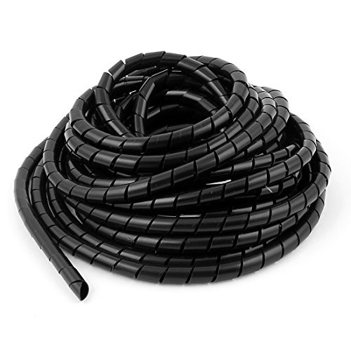 IIVVERR 3pcs 25ft 8M 10x8mm Flexible Wire Spiral Wrap Cable Sleeve Band Black -3pcs 25ft 8M 10x8mm Cable flexible envoltura en espiral Cable manga banda negro
