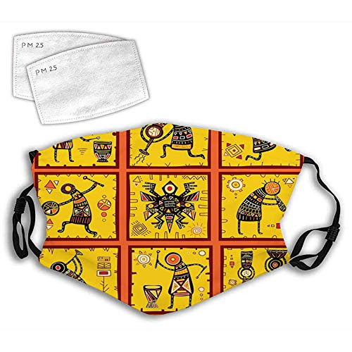 Personality Mask Windproof Breathable Mouth Cover,African Figures Ethnic Tribal Patterns Aboriginal Native Culture Arrangement Adjustable Face Masks Sport Reusable Miracle mask Personality Mask Windproof Breathable Mouth Cover,African Figures Ethnic Tribal Patterns Aboriginal Native Culture Arrangement Adjustable Face Masks Sport Reusable Miracle mask
