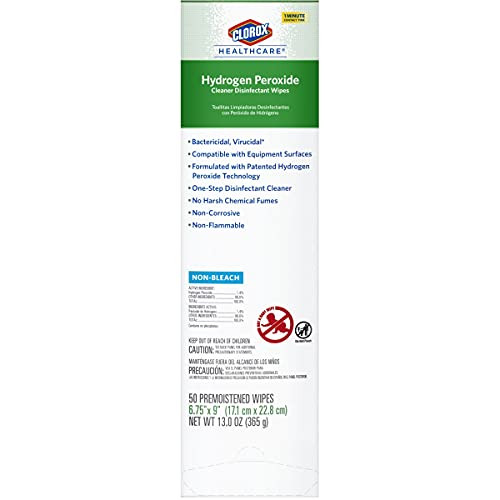 Clorox Healthcare 044600314266 Hydrogen Peroxide Cleaner Disinfectant Wipes, Individual 50 Wipes -31426- Clorox Healthcare 044600314266 Hydrogen Peroxide Cleaner Disinfectant Wipes, Individual 50 Wipes -31426-